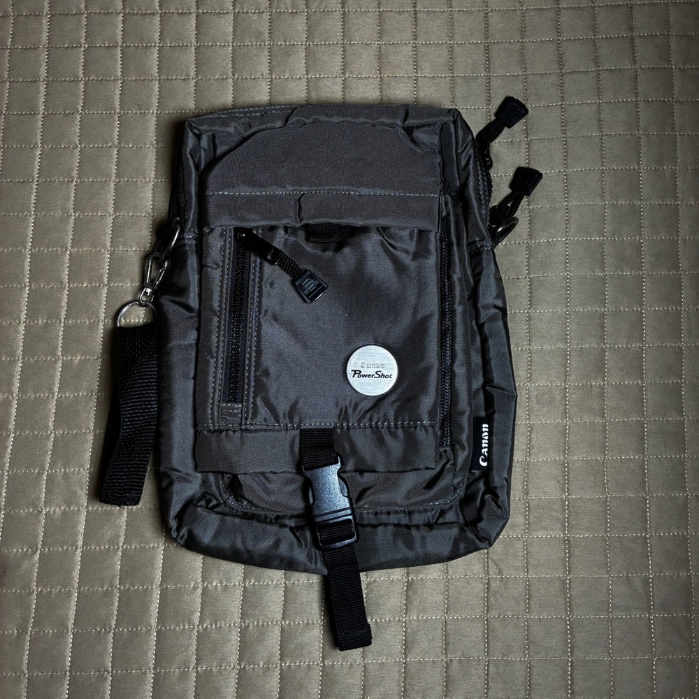 Canon PowerShot Camera Bag Charcoal Gray Nylon Crossbody Shoulder Tech Case
